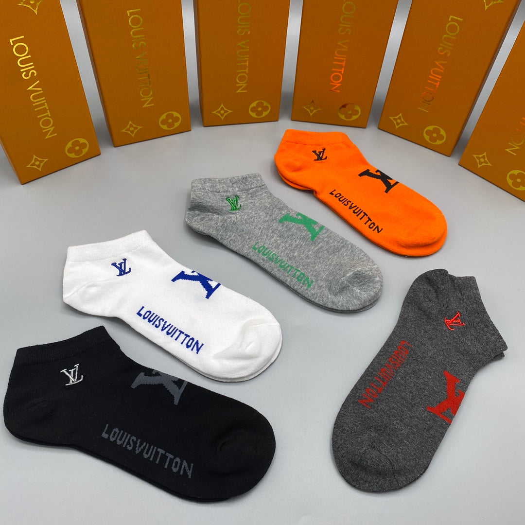 Louis Vuitton Mixed Initial Details No-Show Socks - 5-Pair Set