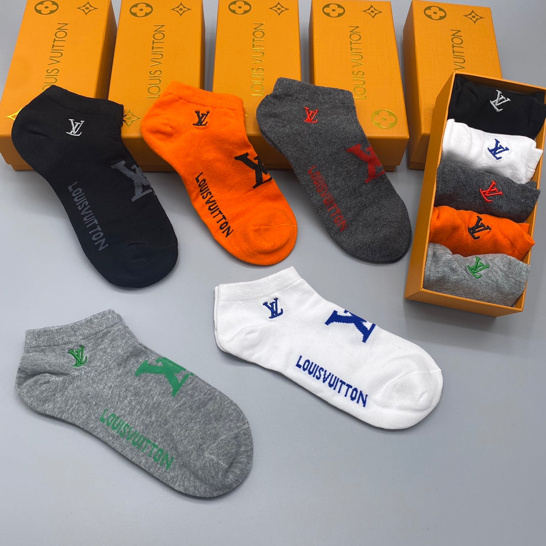 Louis Vuitton Varied Initial Motifs Ankle Socks - 5-Pair Set