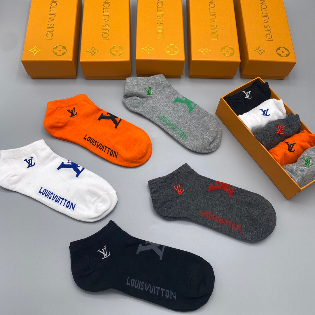 Louis Vuitton Mixed Initial Details No-Show Socks - 5-Pair Set