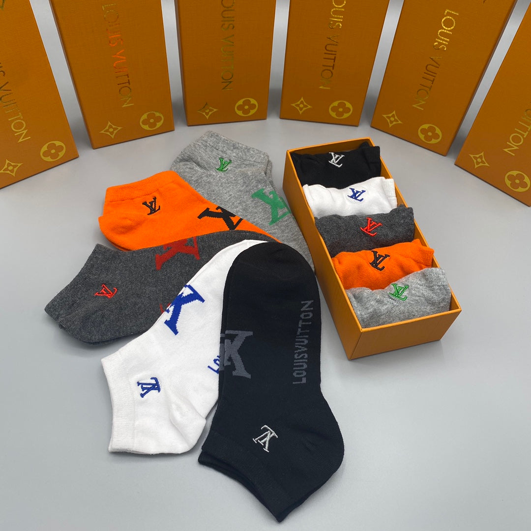 Louis Vuitton Colourful Initial Details Ankle Socks - 5-Pair Set