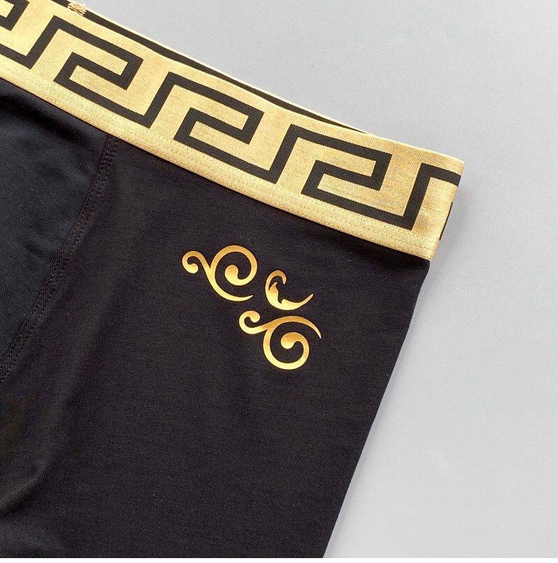 Versace Greek-Key Waistbands And Gold-Tone Scroll Details Men's Boxer Briefs - 3-Piece Box