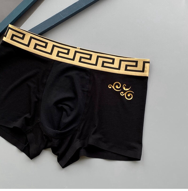 Versace Greek-Key Waistbands And Gold-Tone Scroll Details Men's Boxer Briefs - 3-Piece Box