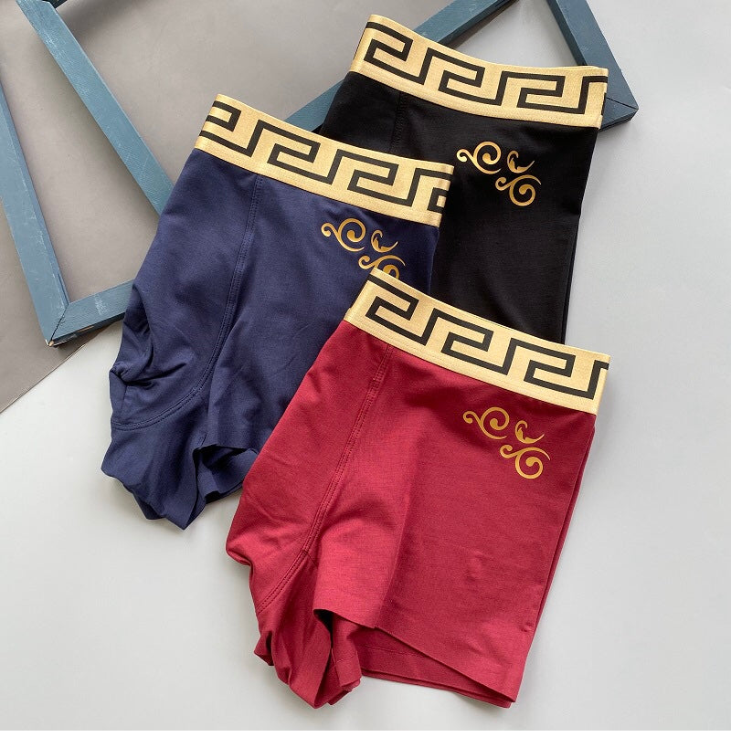 Versace Greek-Key Waistbands And Gold-Tone Scroll Details Men's Boxer Briefs - 3-Piece Box