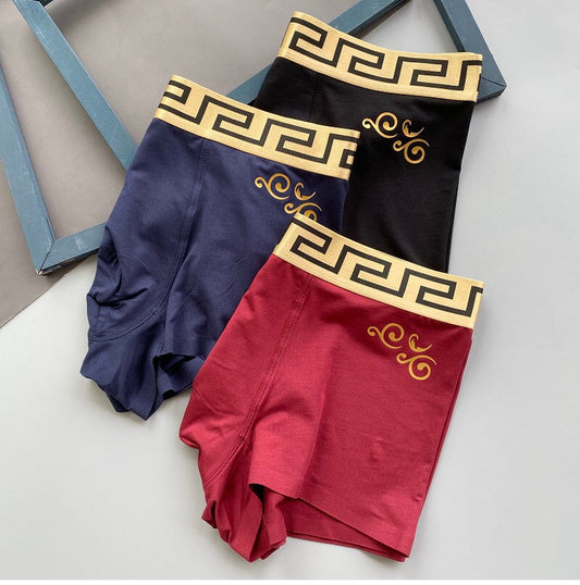 Versace Greek-Key Waistbands And Gold-Tone Scroll Details Men's Boxer Briefs - 3-Piece Box