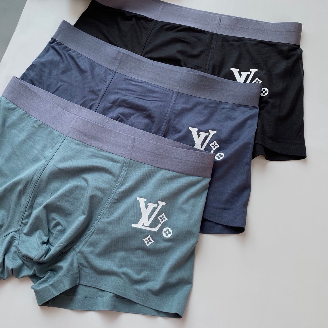Louis Vuitton Visible Branded Waistband Or Emblem Details Men's Boxer Briefs - 3-Piece Box