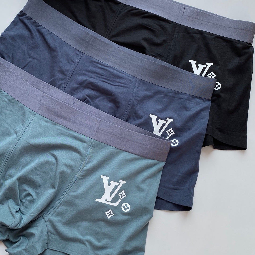 Louis Vuitton Visible Branded Waistband Or Emblem Details Men's Boxer Briefs - 3-Piece Box