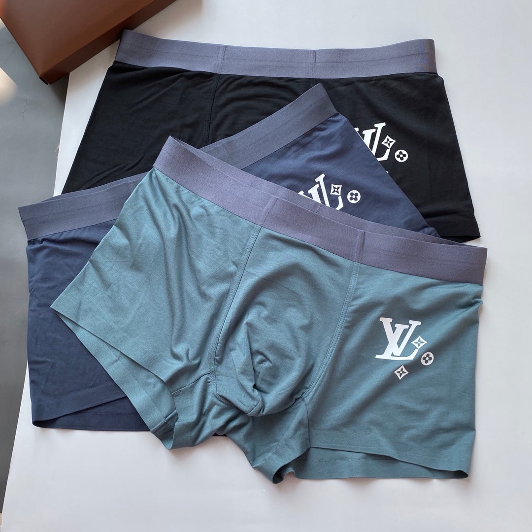 Louis Vuitton Visible Branded Waistband Or Emblem Details Men's Boxer Briefs - 3-Piece Box