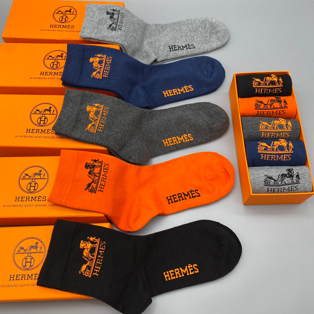 Hermes Crew Socks - 5-Pair Pack