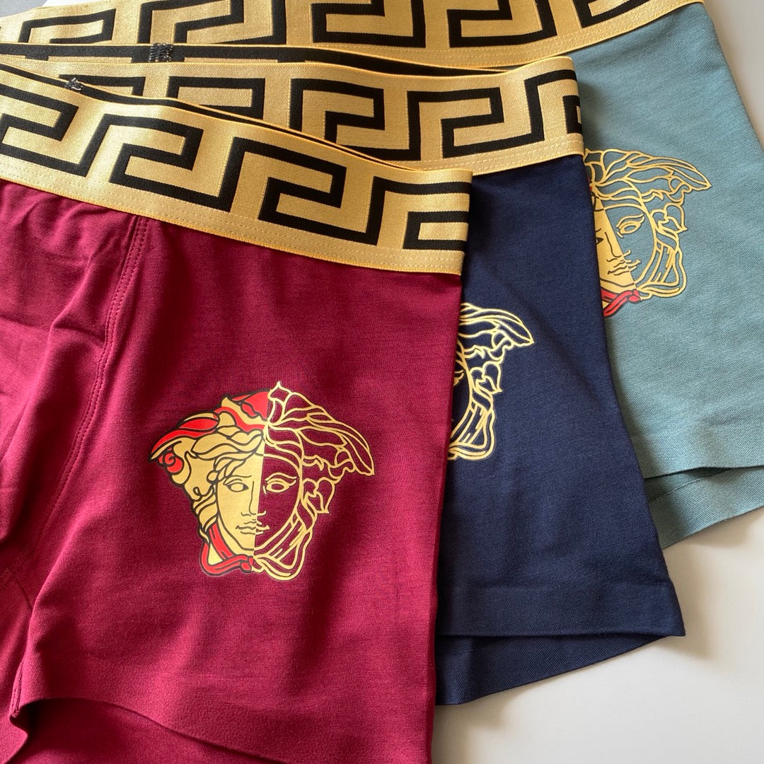 Versace Greek-Key And Crest Details Men's Boxer Briefs - 3-Piece Box