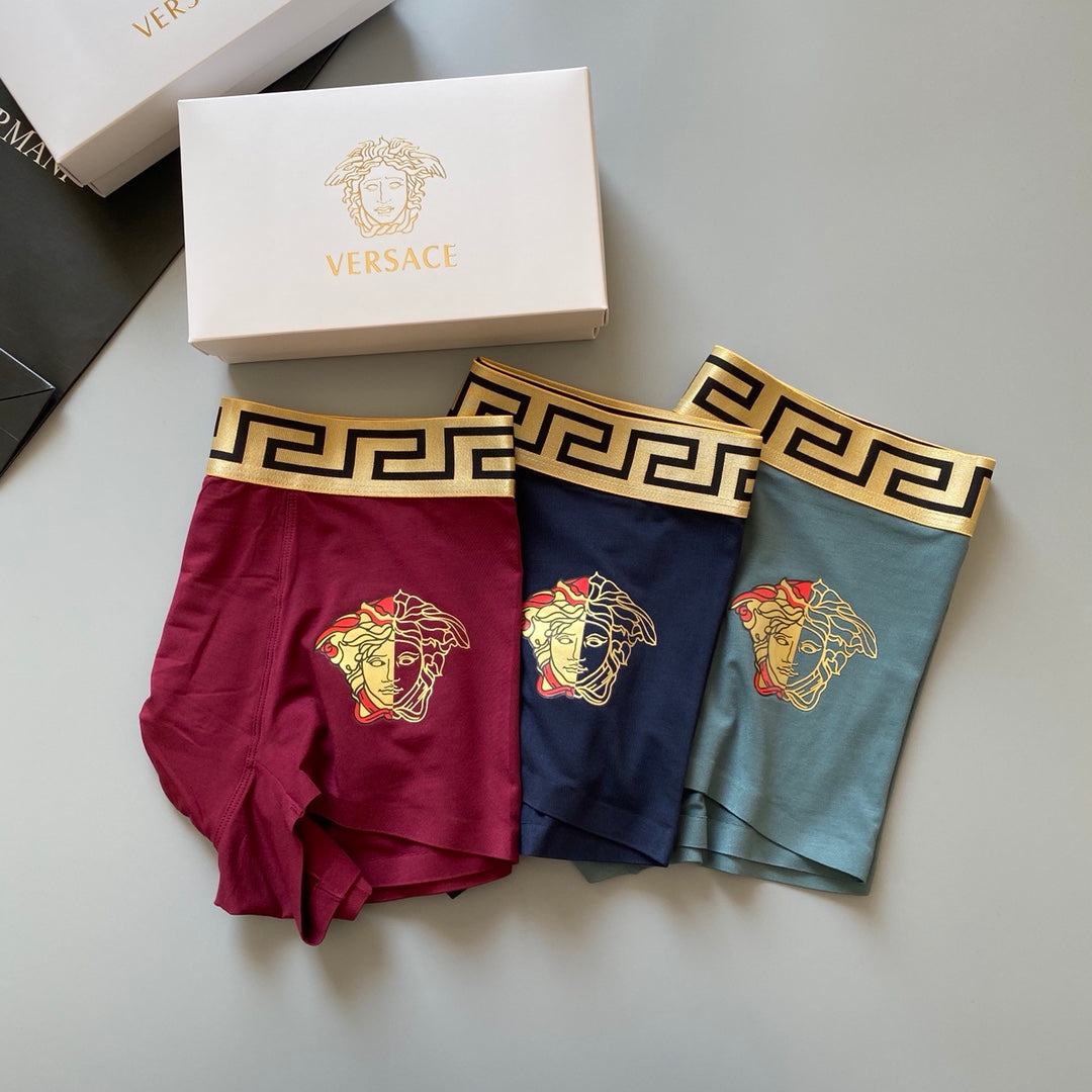 Versace Visible Branded Waistband Or Emblem Details Men's Boxer Briefs - 3-Piece Box