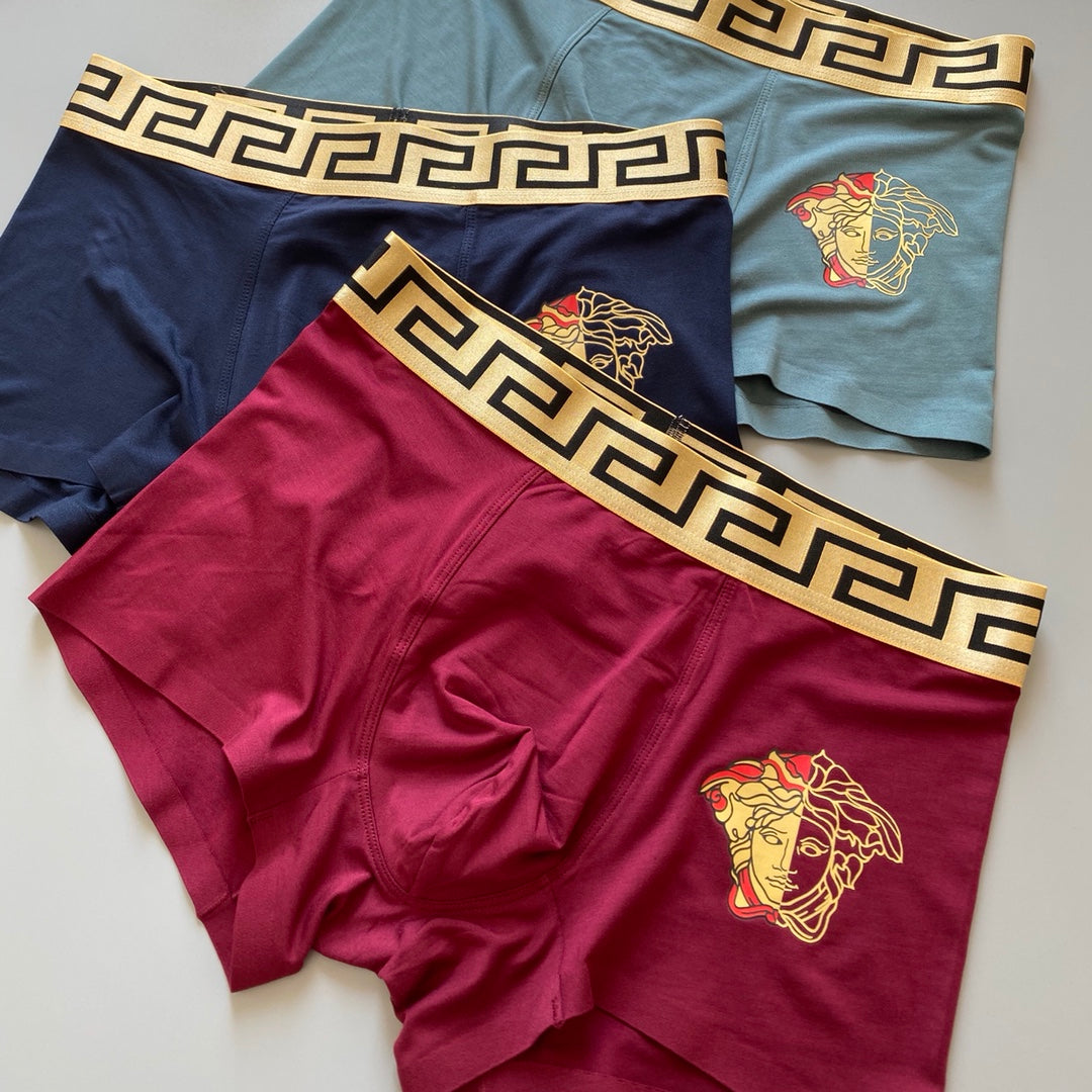 Versace Visible Branded Waistband Or Emblem Details Men's Boxer Briefs - 3-Piece Box