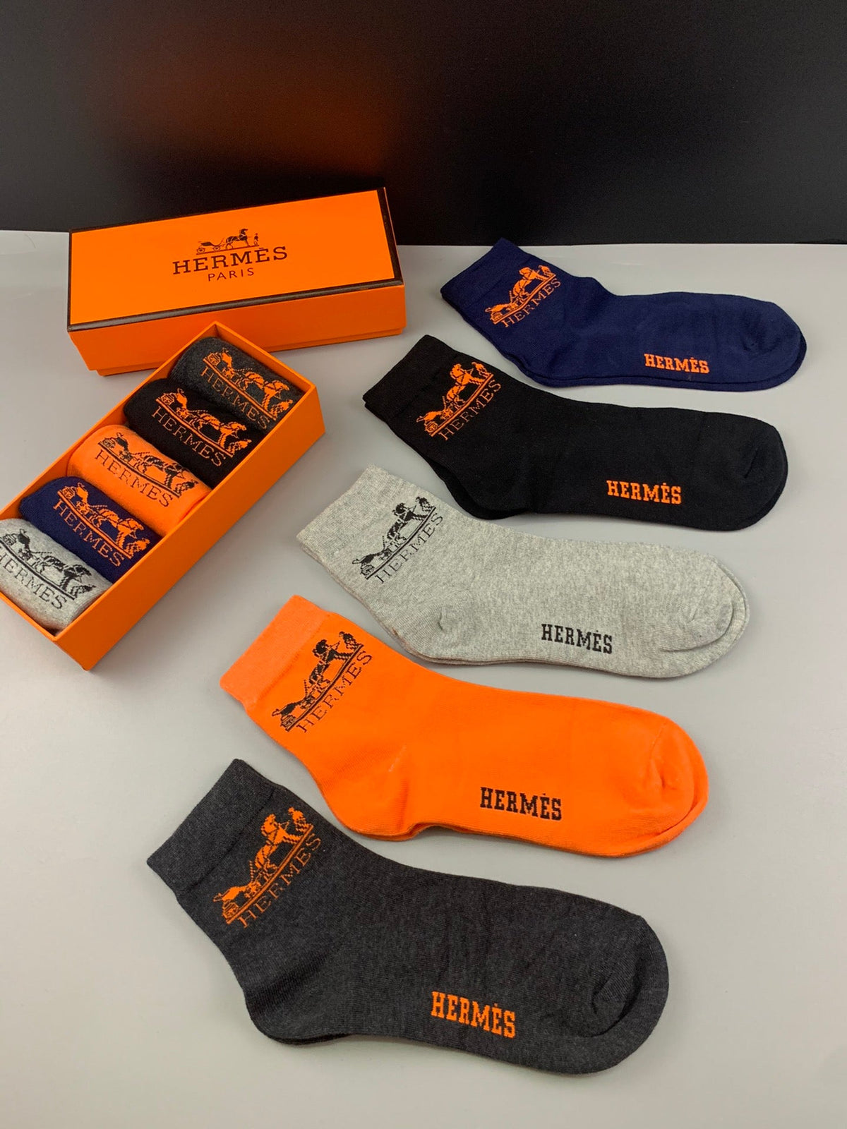 Hermes Cotton Crew Socks - 5-Pair Pack