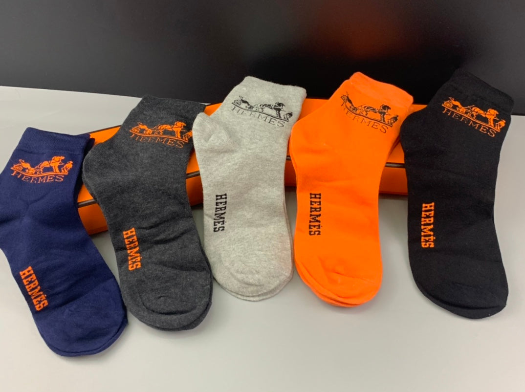 Hermes Cotton Crew Socks - 5-Pair Pack