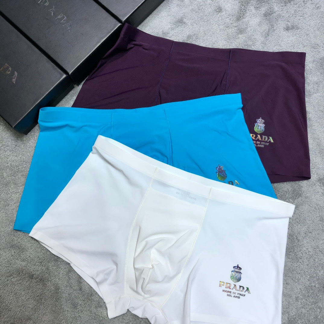 Prada Contrast Logo Waistbands Men's Boxer Briefs - 3-Piece Box