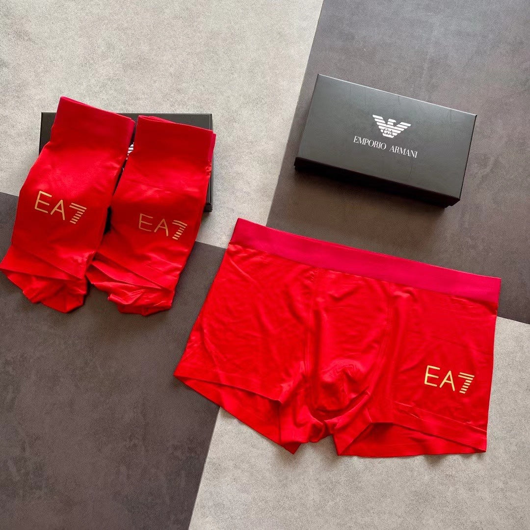 Armani Visible Colour, Waistband And Emblem Details Men's Boxer Briefs - 3-Piece Box