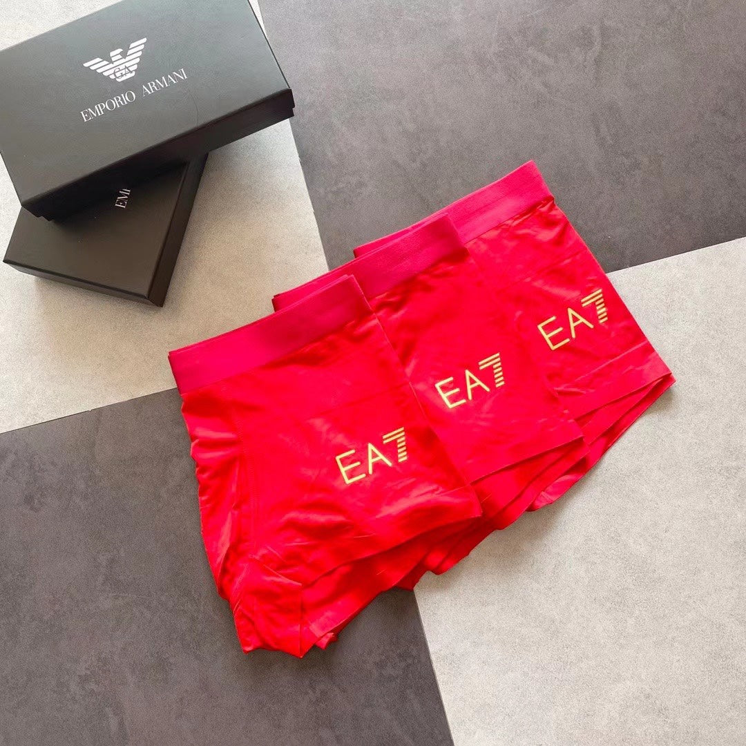 Armani Visible Colour, Waistband And Emblem Details Men's Boxer Briefs - 3-Piece Box