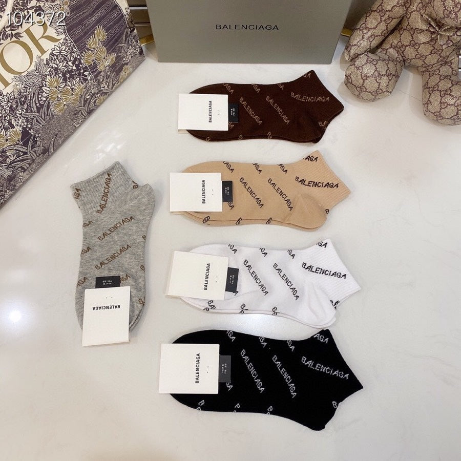 Balenciaga Visible Colour, Cuff And Emblem Details Crew Socks - 5-Pair Set