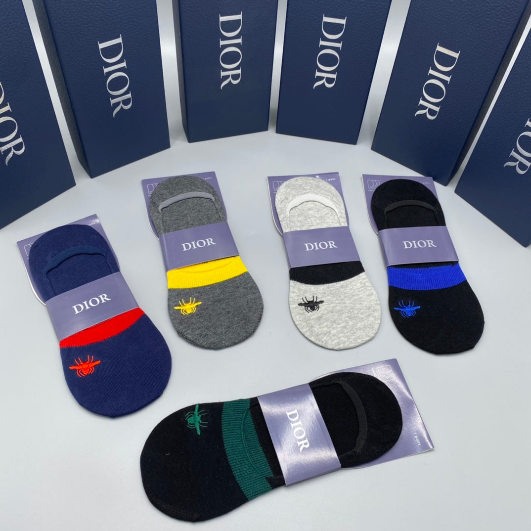 Dior Colourful Heel Details No-Show Socks