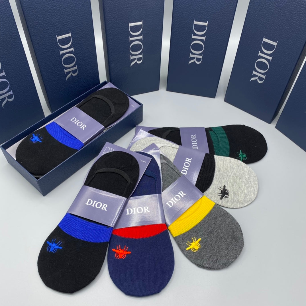 Dior Colourful Heel Details No-Show Socks