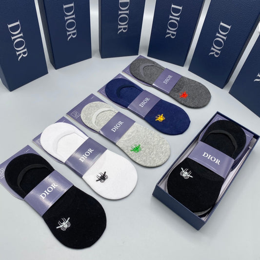 Dior Embroidered Bee No-Show Socks - Box of 5 Pairs
