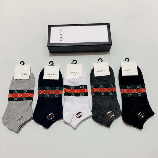 Gucci Double-G Stripe Crew Socks - Box of 5 Pairs