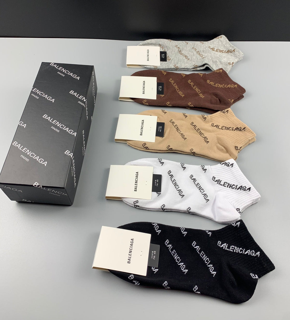 Balenciaga Repeated Wordmarks Ankle Socks - 5-Pair Set