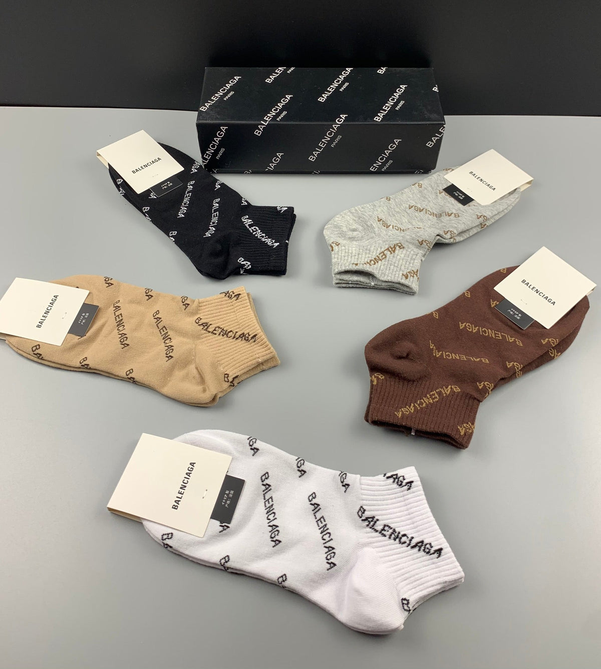 Balenciaga Repeated Wordmarks Ankle Socks - 5-Pair Set