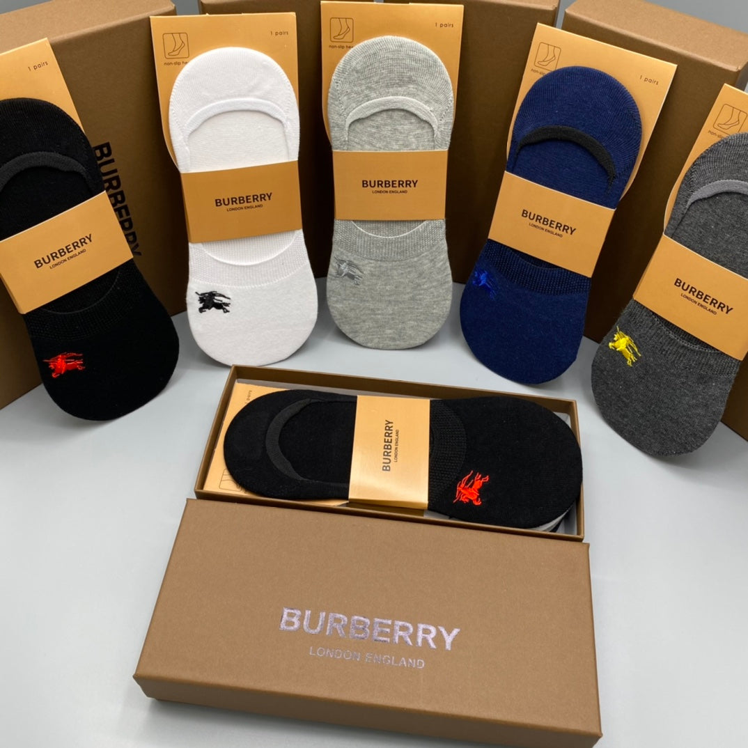 Burberry Small Horse Graphics No-Show Socks - 5-Pair Set