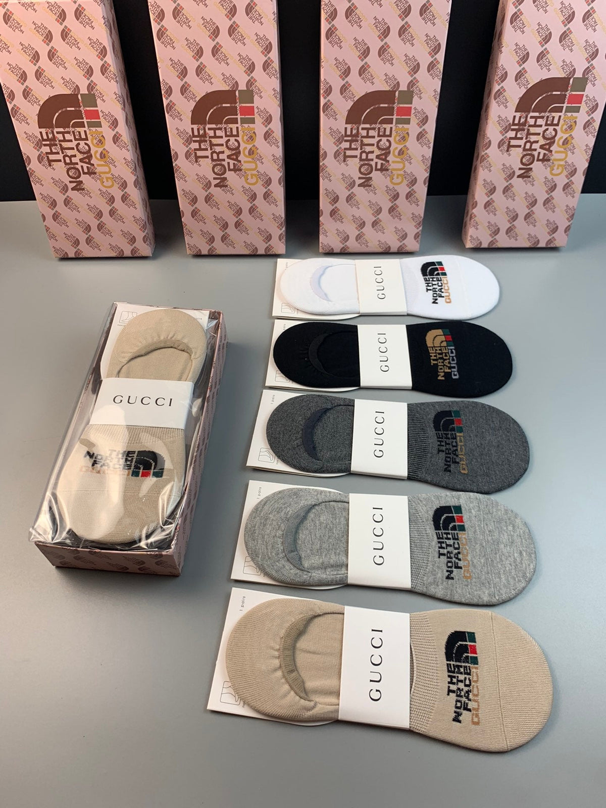 Gucci x The North Face Collaboration-Style Wordmarks No-Show Socks - 5-Pair Set