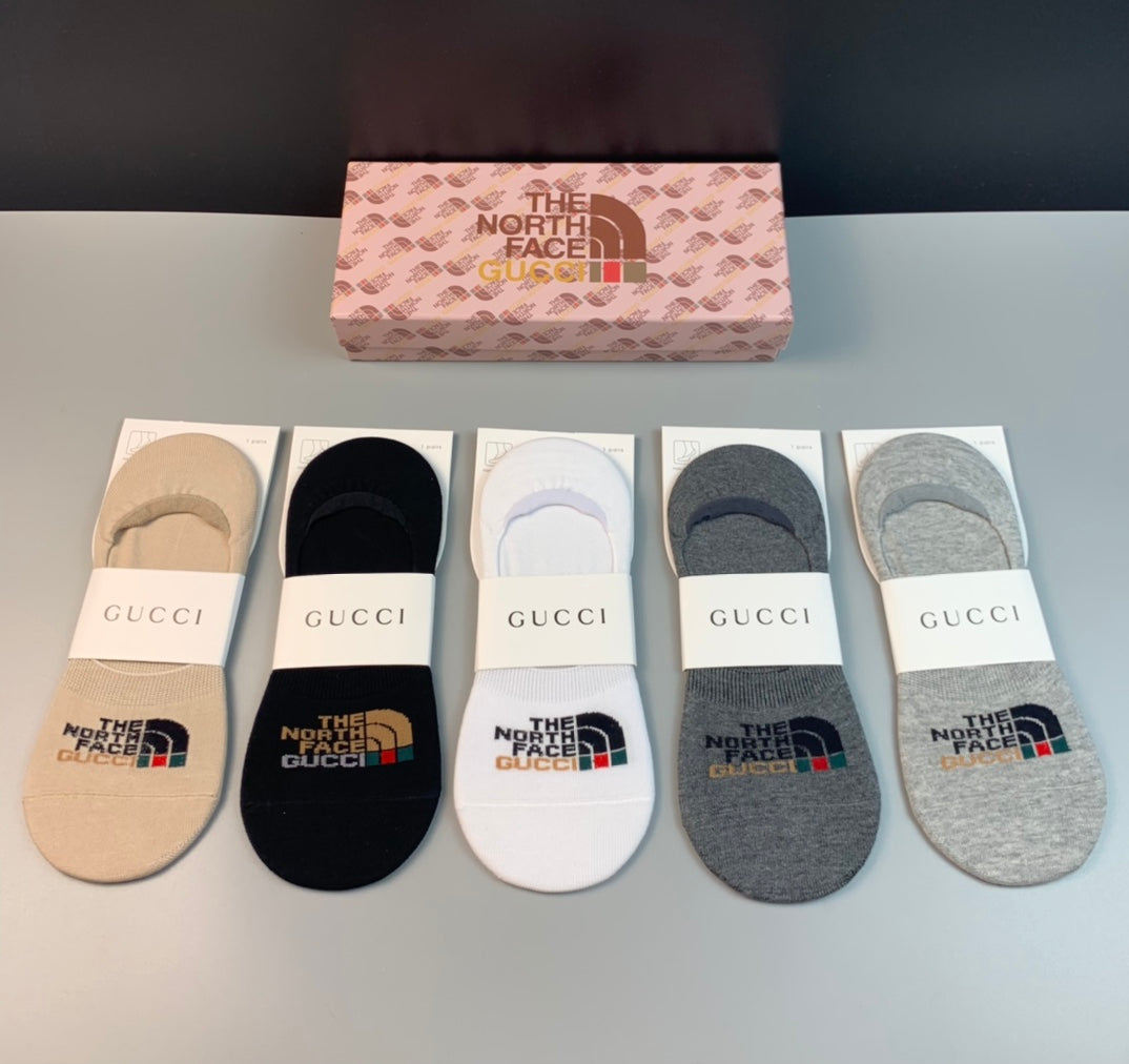 Gucci x The North Face Collaboration-Style Wordmarks No-Show Socks - 5-Pair Set