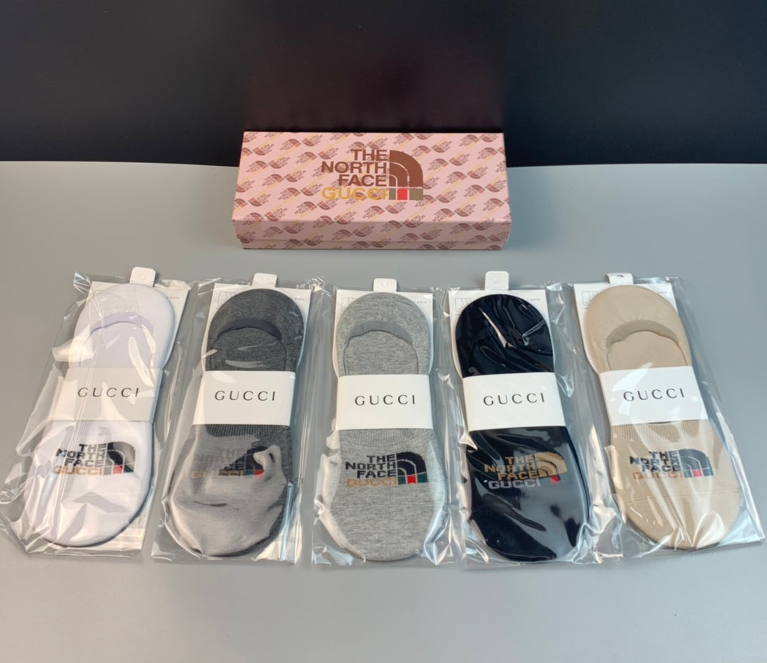 Gucci x The North Face Collaboration-Style Wordmarks No-Show Socks - 5-Pair Set