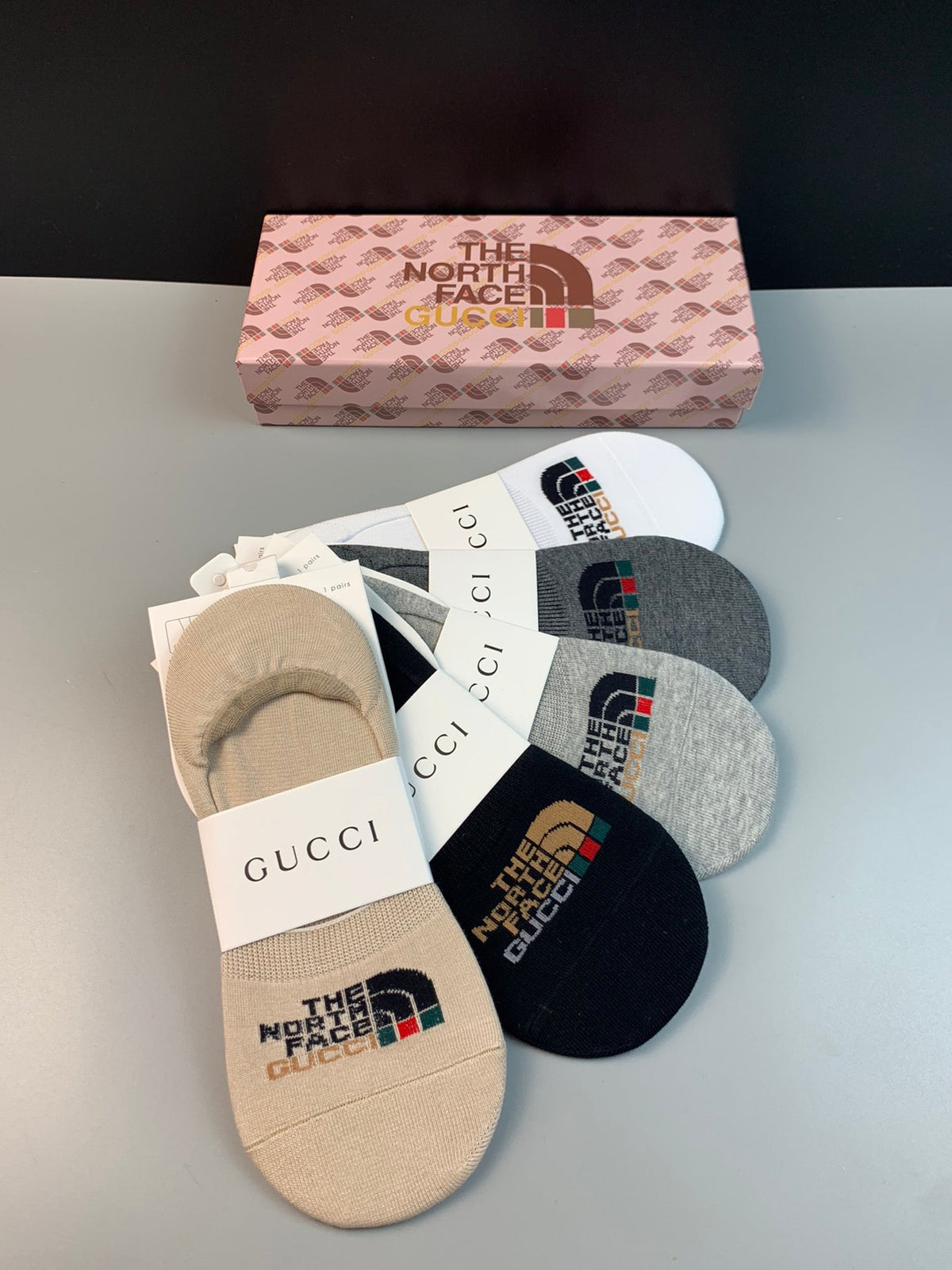 Gucci x The North Face Collaboration-Style Wordmarks No-Show Socks - 5-Pair Set
