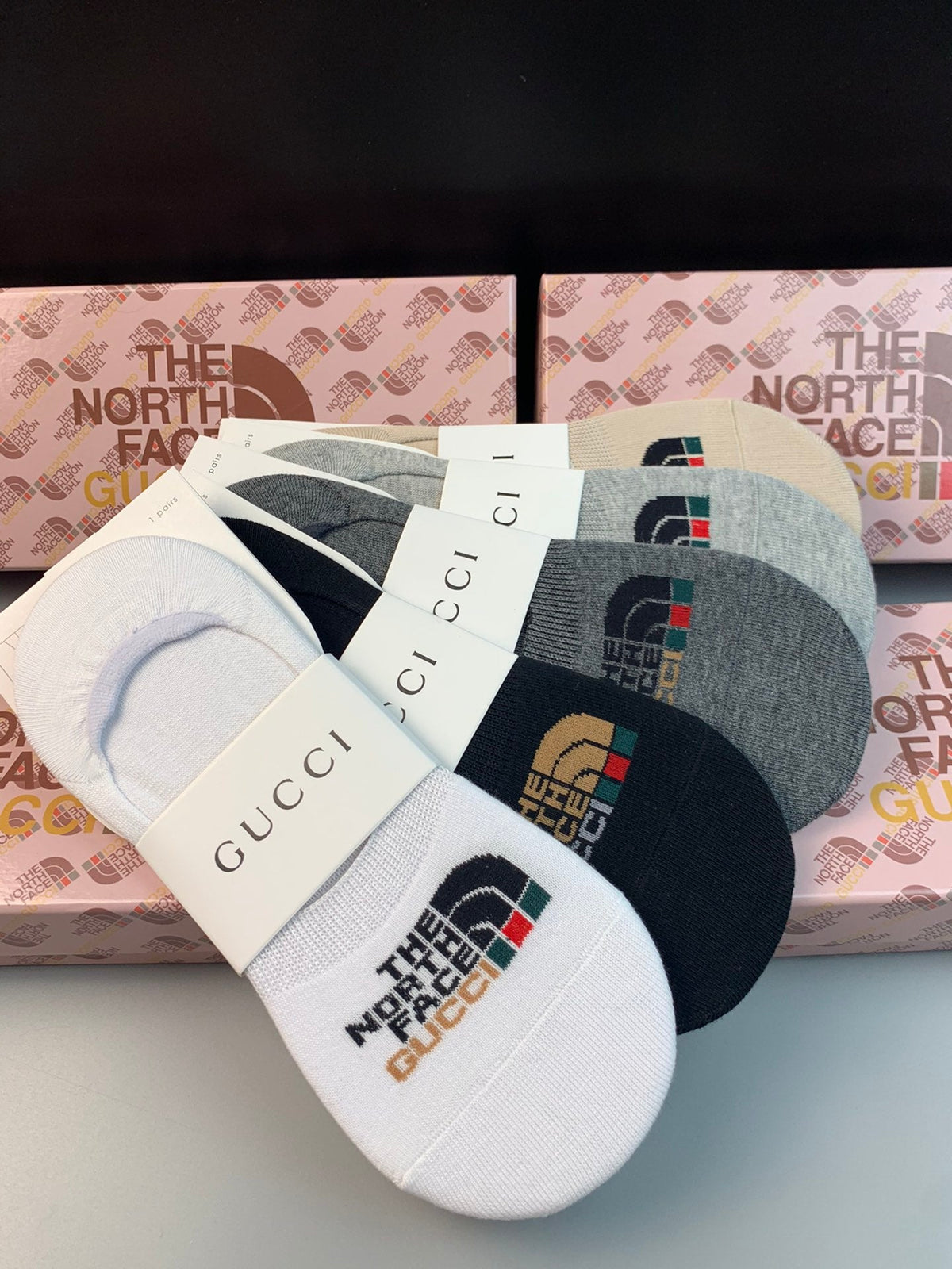 Gucci x The North Face Collaboration-Style Wordmarks No-Show Socks - 5-Pair Set