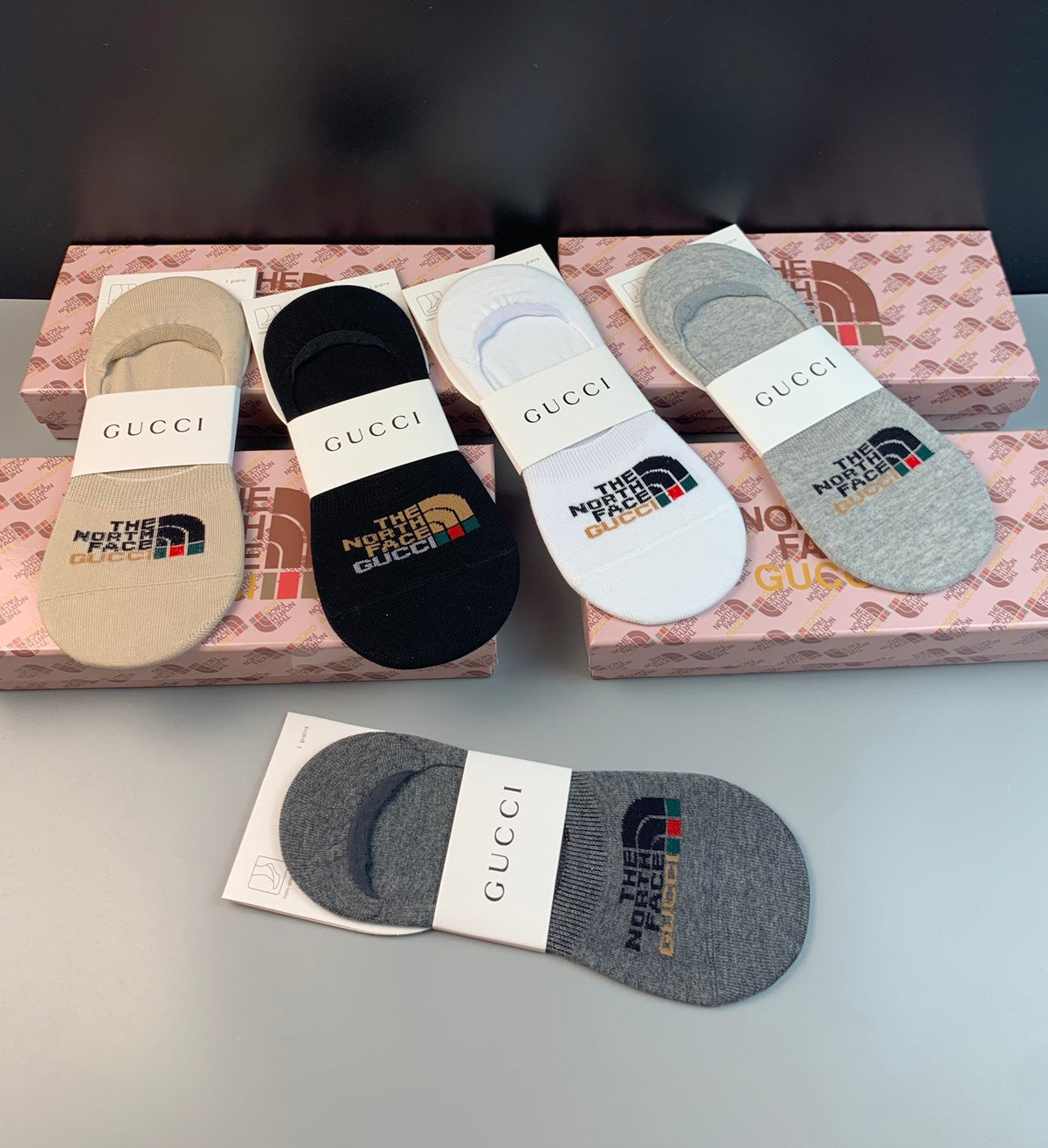 Gucci x The North Face Collaboration-Style Wordmarks No-Show Socks - 5-Pair Set