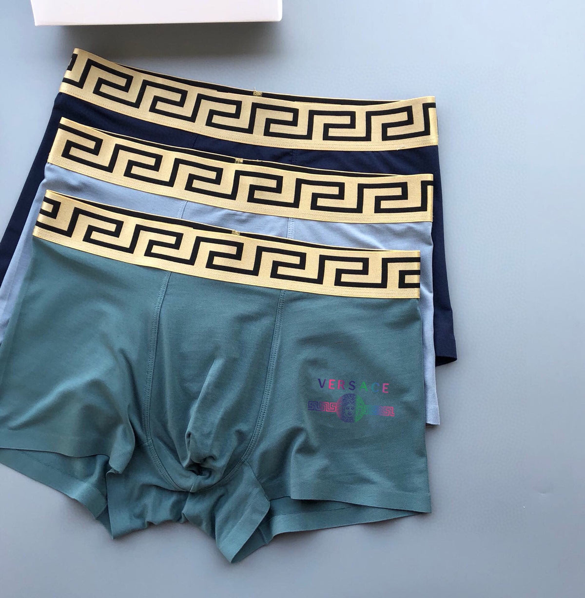 Versace Black, White & Grey Cotton Men's Boxer Briefs – 3-Pack