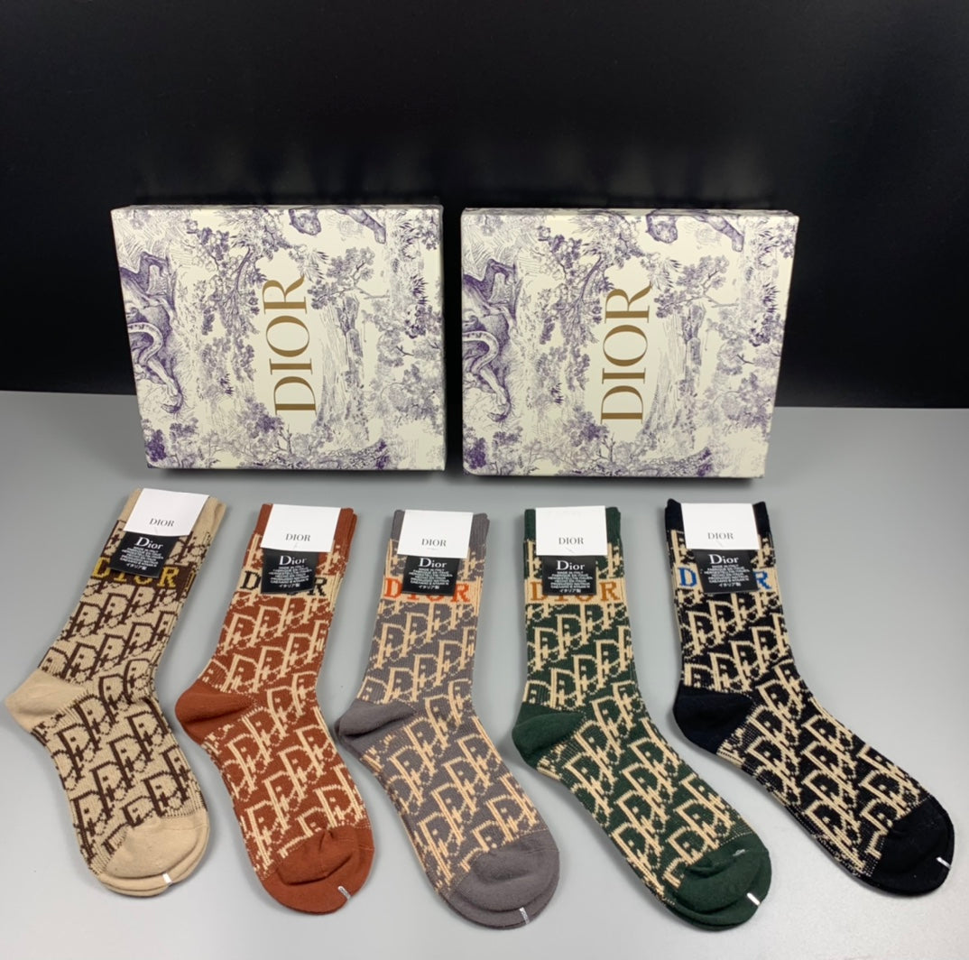 Dior Cotton Short Socks - 5-Pair Pack