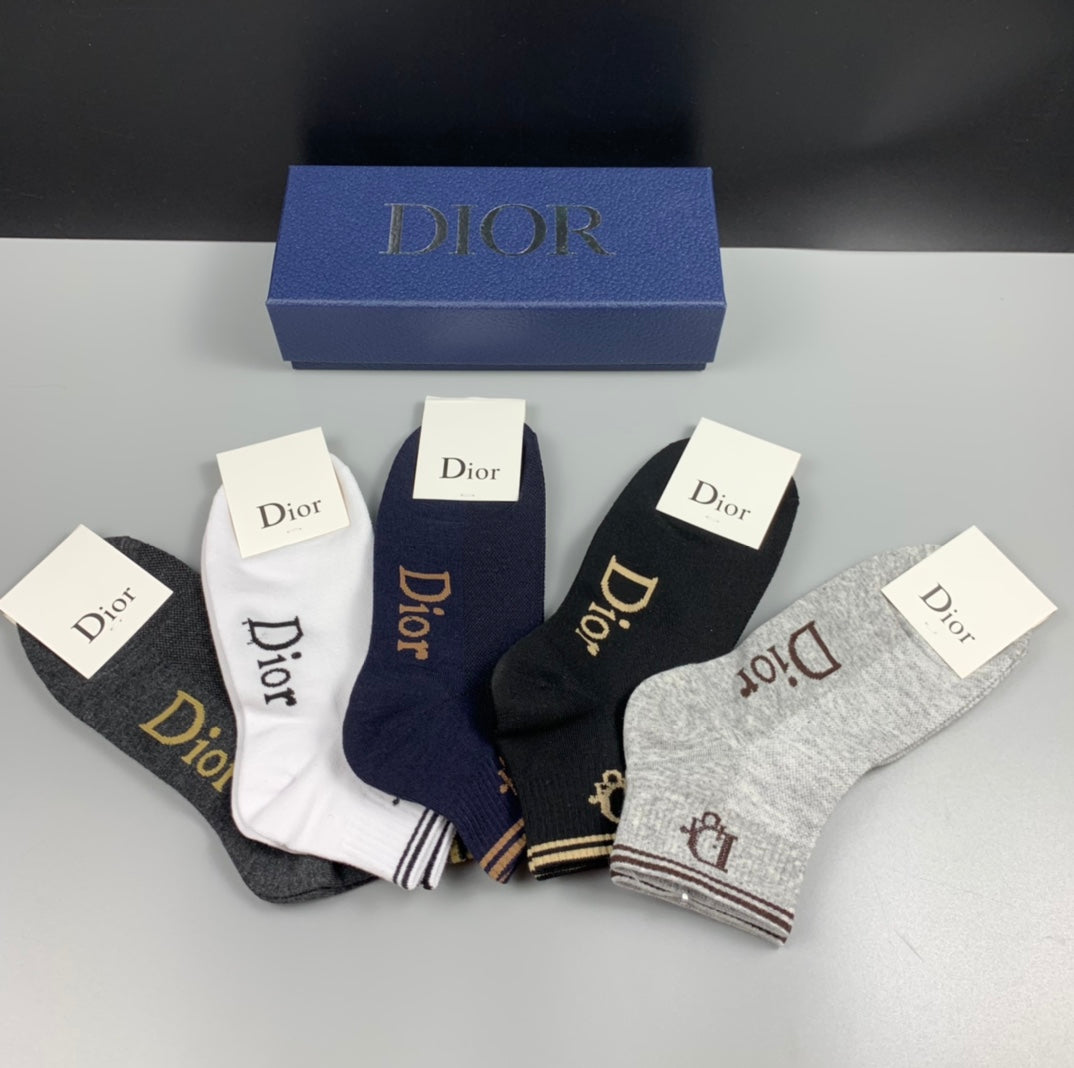 Dior Cotton Breathable Socks – 5-Pair Pack