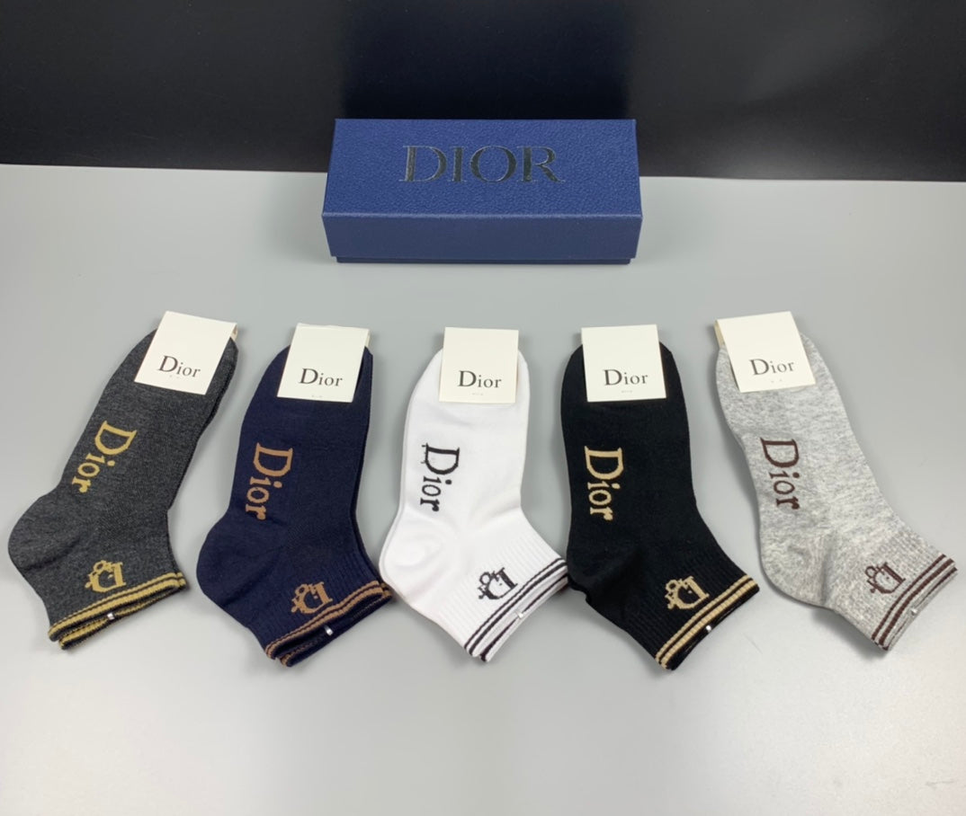 Dior Cotton Short Socks - 5-Pair Pack