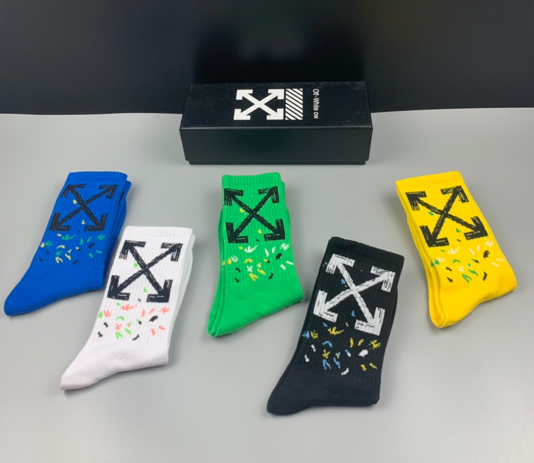 Off-White Graphic Details Crew Socks - 5-Pair Set