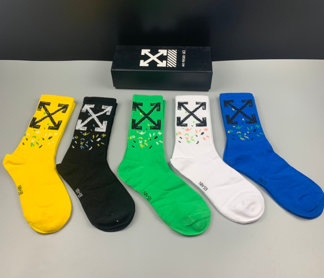 Off-White Graphic Details Crew Socks - 5-Pair Set