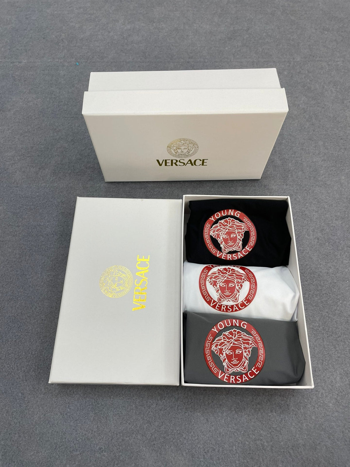 Versace Circular Red Crest Graphics Men's Boxer Briefs