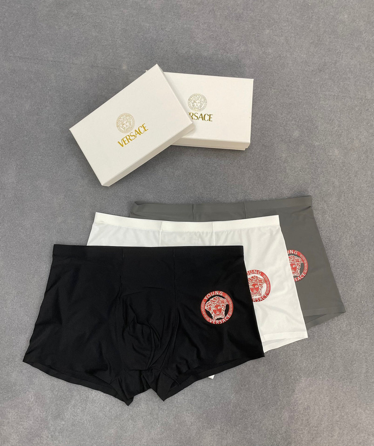 Versace Circular Red Crest Graphics Men's Boxer Briefs