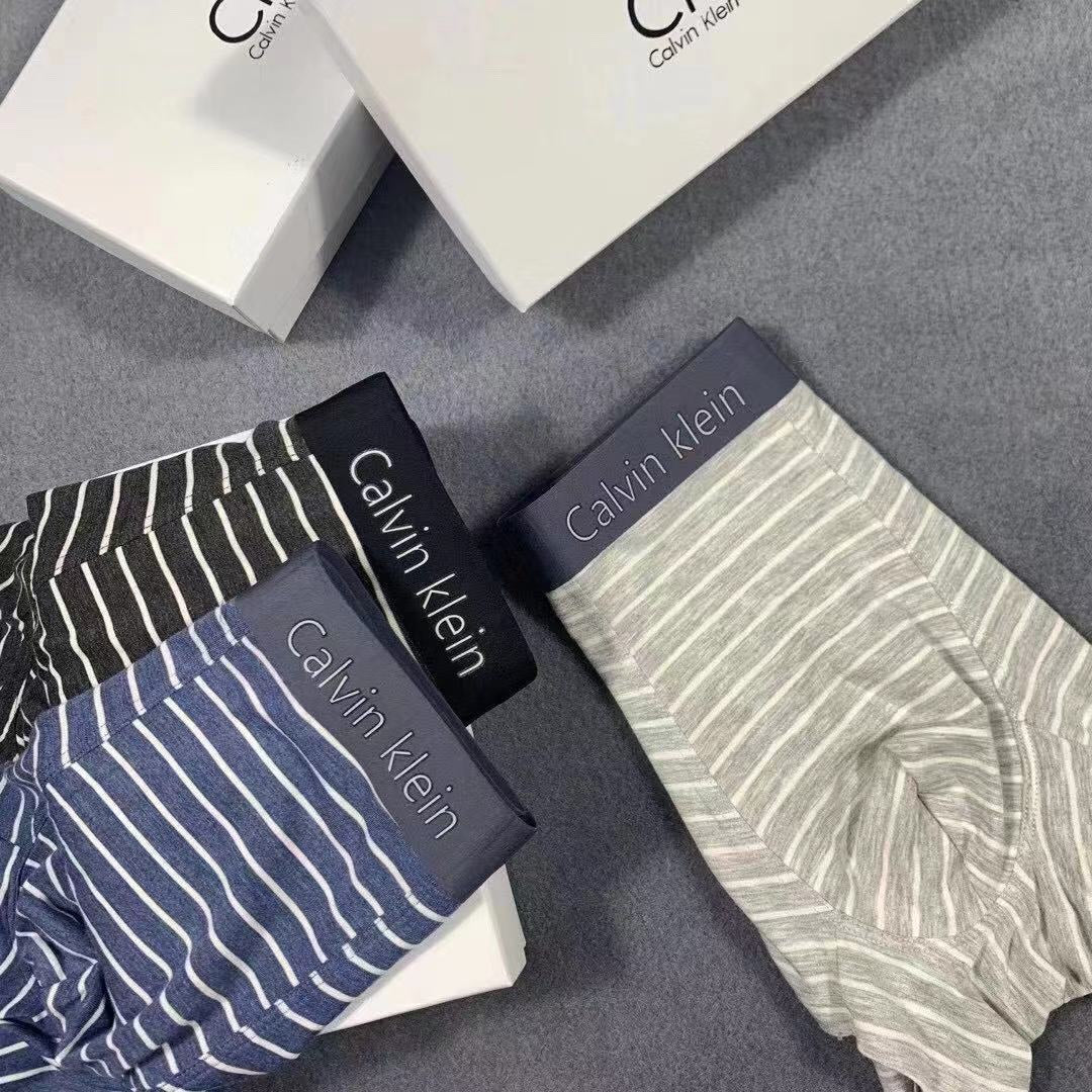 Calvin Klein Black, Blue, Grey And White Striped Boxer Men's Boxer Briefs