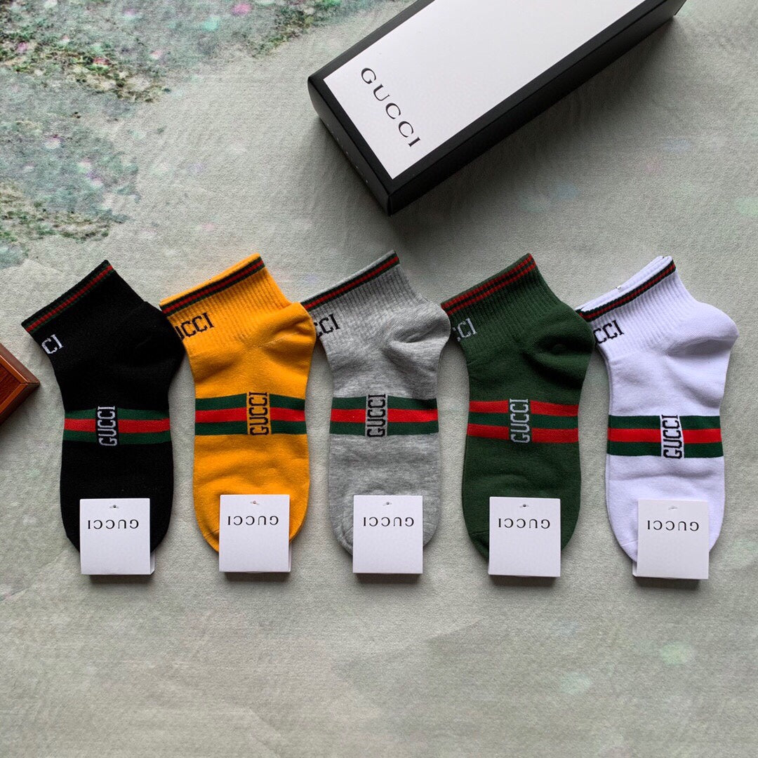 Gucci Web-Stripe Details Ankle Socks - 5-Pair Set