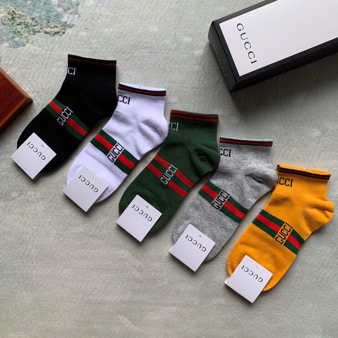 Gucci Web-Stripe Details Ankle Socks - 5-Pair Set