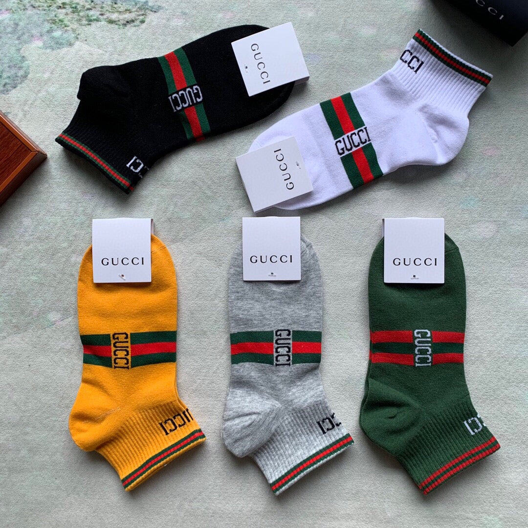 Gucci Web-Stripe Details Ankle Socks - 5-Pair Set