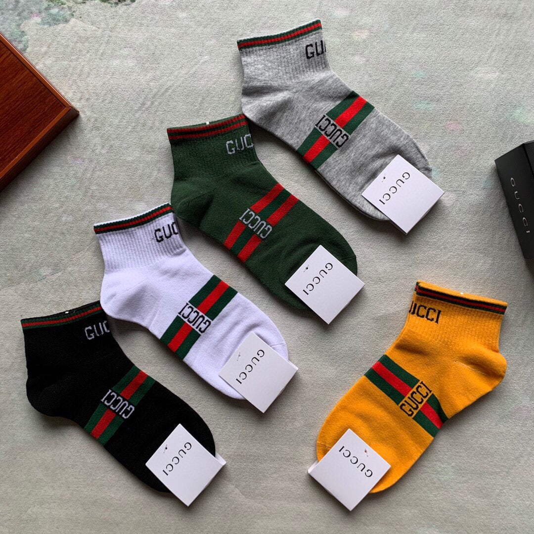 Gucci Web-Stripe Details Ankle Socks - 5-Pair Set
