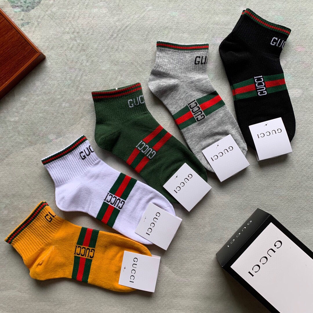 Gucci Web-Stripe Details Ankle Socks - 5-Pair Set