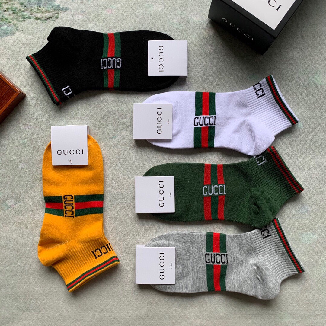 Gucci Web-Stripe Details Ankle Socks - 5-Pair Set