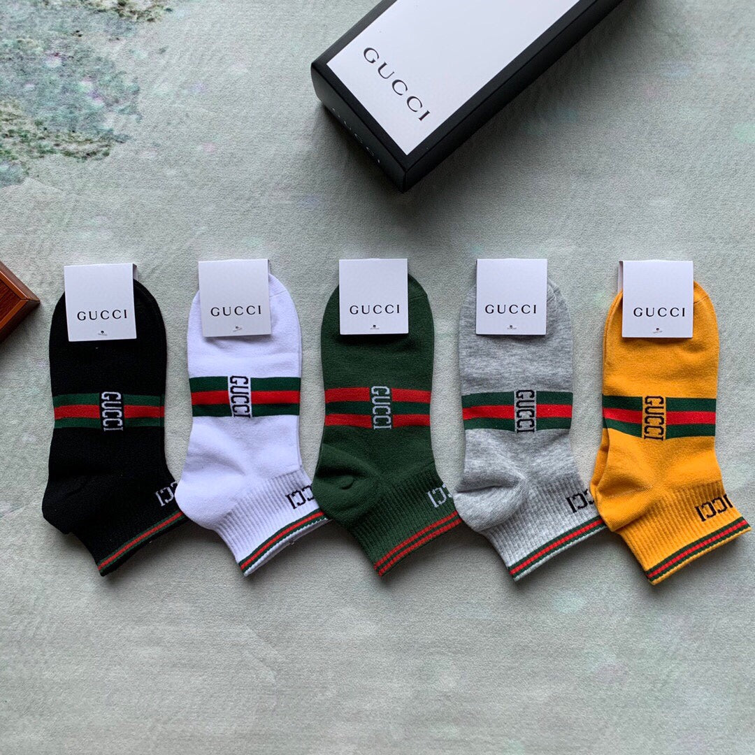 Gucci Web-Stripe Details Ankle Socks - 5-Pair Set
